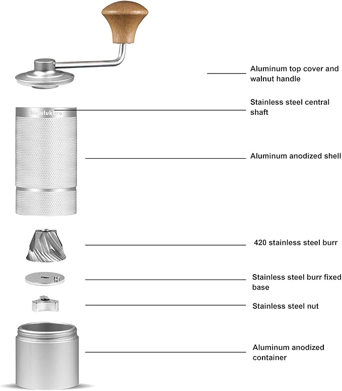 M6 Manual Coffee Grinder,Beautiful Design for Women,Smooth Grinding & Labor Saving,Portable Mini Hand Coffee Grinder for Espresso Pour Over French Press at Home or Camping Travling,Red