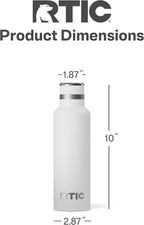 RTIC 20oz Journey Bottle Metal Stainless Steel Vacuum Insulated, BPA Free, Reusable, for Water, Hot and Cold Drinks, Travel, Sports, Camping, White