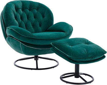 TRIPLE TREE Modern Accent Chair, Mid-Century Lounge Chair and Ottoman Set - Image 6