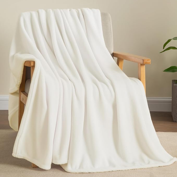 BEDELITE Fleece Blanket Soft Plush Twin Size Blanket Cream 60"x80" | Ultra Soft - Image 3