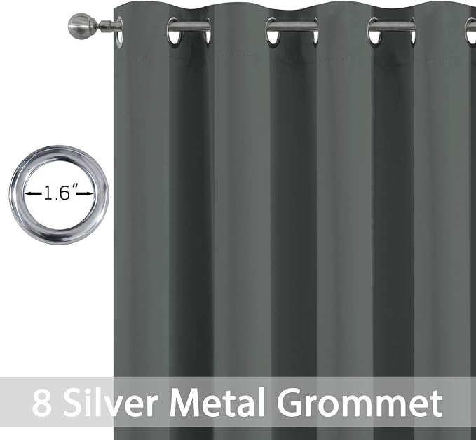 Yakamok Room Darkening Curtains 52x63 inch Length Dark Grey-Living Room | 2 - Image 4