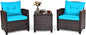 COSTWAY 3PCS Patio Furniture Set, PE Rattan Wicker Sofa w/Washable Cushion and by COSTWAY