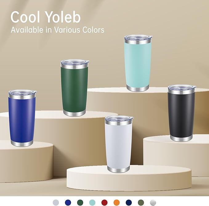 20 oz Tumblers Bulk Stainless Steel Tumbler with Lid Double Wall Vacuum Insulated Coffee Mug 20oz Powder Coated Cup for Hot and Cold Drinks, Dark Green, 12 pack