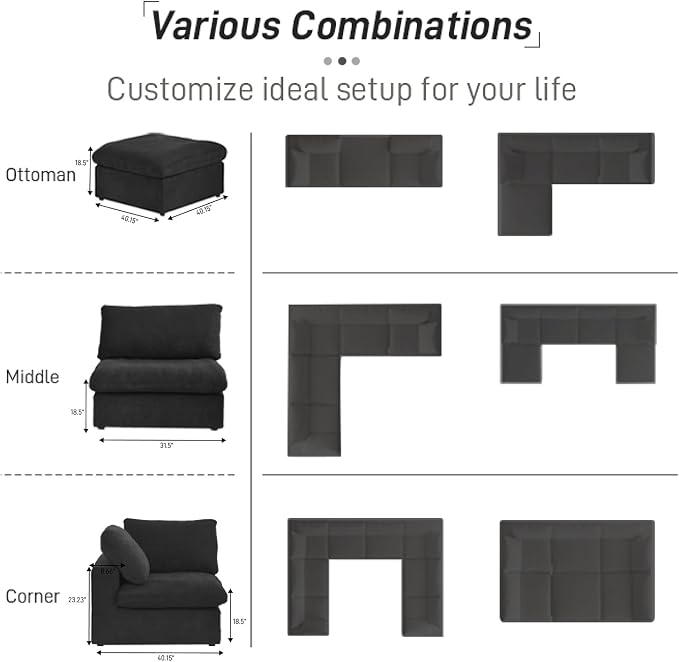 Cloud Modular Sectional Sofa Couch, Oversized Couch 8 Seater - Image 7