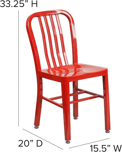 Flash Furniture Commercial Grade Red Metal Indoor-Outdoor Chair - Image 3