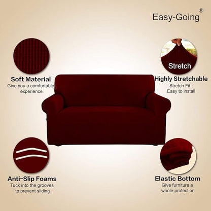 Easy-Going Stretch Oversized Sofa Couch Slipcover Washable Wine | 1-Piece Extra - Image 3