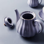 Porcelain Tea Sets British Royal Series, 8 OZ Cups& Saucer Service for 6, with Teapot Sugar Bowl Cream Pitcher Teaspoons and tea strainer for Tea/Coffee, Pukka Home(purple)