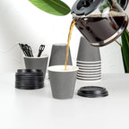 Restaurantware 8 Ounce Double Wall Disposable Coffee Cups, 500 Insulated Gray Paper Tumblers, with Ripple Wall Design, Lids Sold Separately for Hot Drinks like Tea, Hot Chocolate, and More