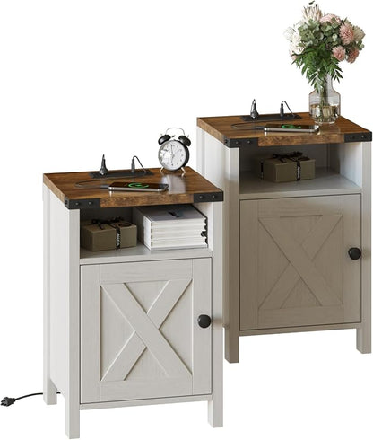 Fameill Farmhouse End Tables Set of 2, Nightstands by Fameill