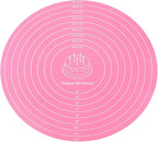 Silicone Baking Mat Cake Mat Silicone Cake Mat Silicone Baking Mat with Measurements for CakeTurntable Stand Non-Stick Heat Resistant Pastry Baking Sheet -Pink