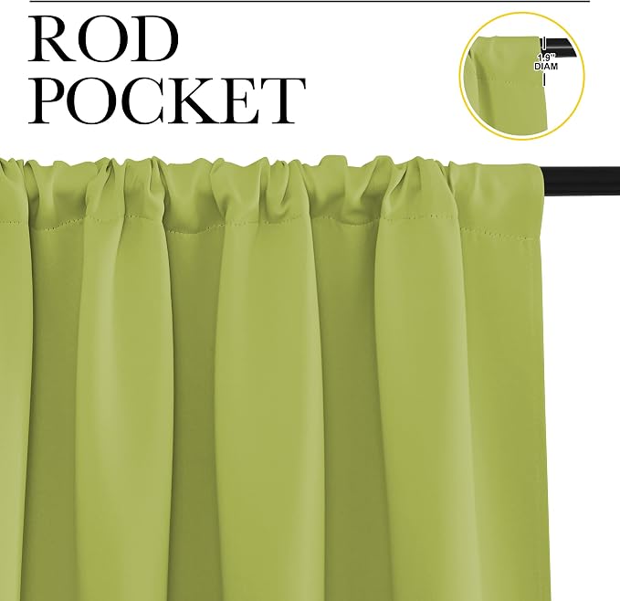 NICETOWN Kitchen Curtains, Short Blackout Curtains & Drapes, Fresh Green - Image 2
