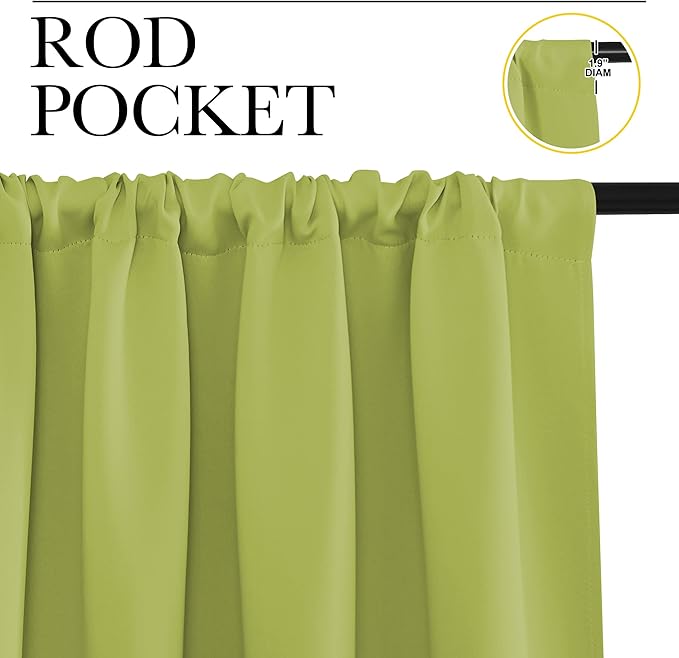 NICETOWN Window Curtains Blackout Drapes, Fresh Green, 1 Pair, 52 by 84-Inch - Image 2