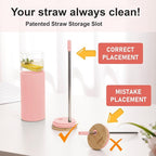 Glass Tumbler w/Lids & Straw: 24 oz Reusable Glass Cup w/Bamboo Lid, Stainless Steel Straws, BPA-Free, Leak-Proof, Dishwasher Safe for Coffee/Smoothies/Hot Beverage, Travel/Office/Home Use, 1-Pk