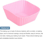 uxcell 36Pcs Silicone Cupcake Baking Cups, Silicone Muffins Liners Non-Stick Square Baking Cups, for Cooking Eggs Baking Muffins and Make a Cake(Pink)