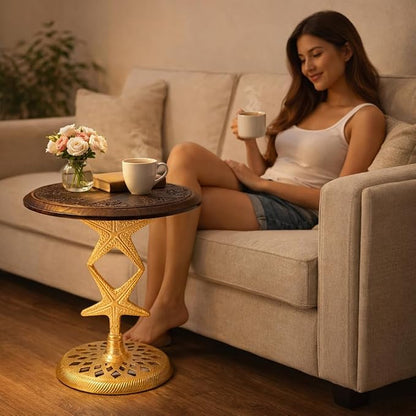 Side Tables-Hand Carved Vintage Boho Folding End Tables - Image 6