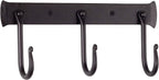 RTZEN Wall Mount Hook Set - Wrought Iron Decorative Rustic Metal Coat Hooks for Hanging - Handcrafted Classic Farmhouse Wall Mounted Black Hooks for Towel Robe or Hat Hanging - 3 Hook Rack