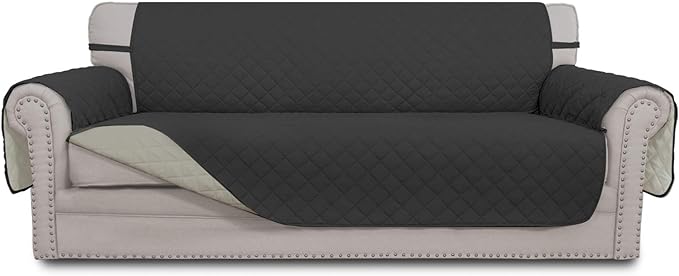 Easy-Going Reversible Couch Cover, 3 Cushion Sofa, Darkgray/Beige | Machine by Easy-Going