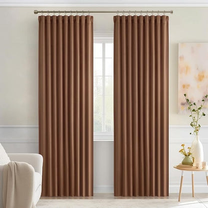 MIULEE Cappuccino Brown Back Tab Blackout Curtains 52"x84" Long 2 Panel Set | - Image 9