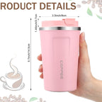 6 Pack Travel Coffee Mugs 12oz Double Wall Insulated Coffee Cups Bulk with Lid Vacuum Stainless Steel Leak Proof Reusable Portable Tumblers for Cold and Hot Drinks(Black, White, Pink)