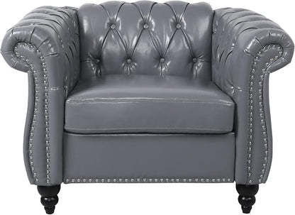 Mid-Century Sofa Chair, Faux Leather Accent Chair - Image 7