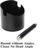 Italian Espresso Knock Box, Stainless Steel, with Detachable Tapping Rod and Anti Slip Rubber Base (Black, 800ml)
