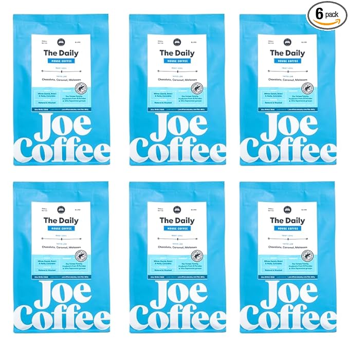Joe Coffee Company - The Daily Whole Bean Specialty Coffee, 12 oz Bag (Pack of 6) | NYC Roaster, Rainforest Alliance Certified, Kosher, Climate-Friendly