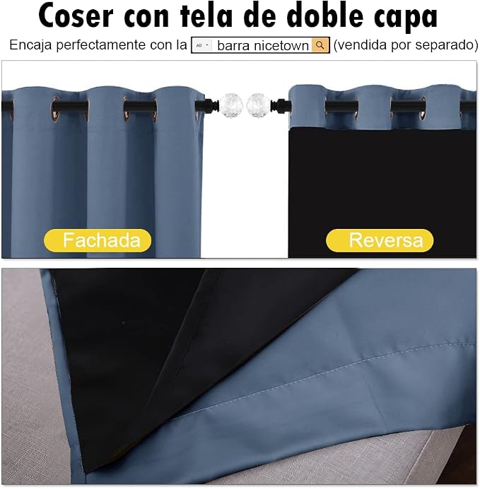 NICETOWN Insulated 100% Blackout Curtains, Noise Reducing Performance Drapes - Image 5