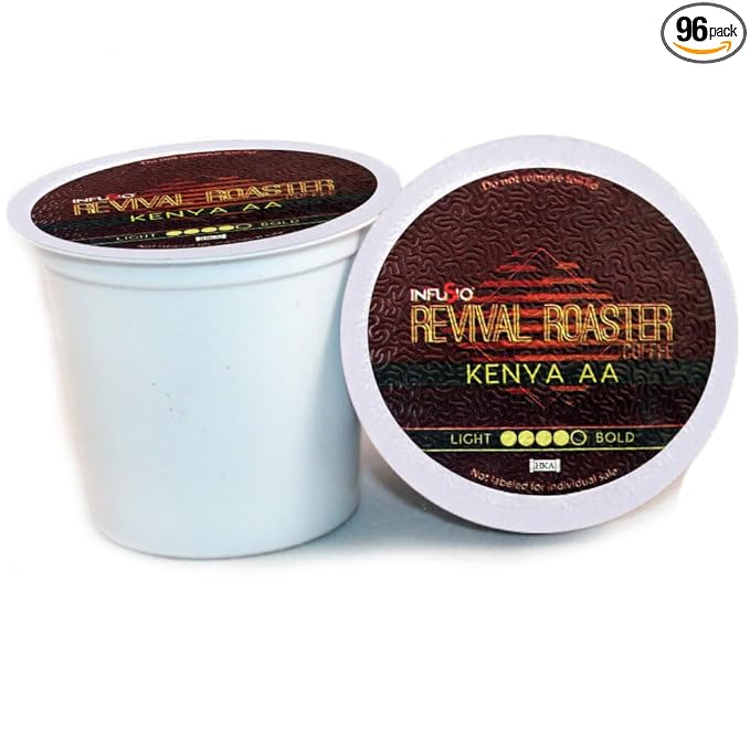 InfuSio Coffee Pods – 96 Count, Kenya AA (Dark Roast Coffee) Single Serve Coffee Pods for Keurig K Cup® Brewers, Compatible with Keurig 2.0 Brewers