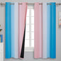 Pink and Blue Ombre Curtains for Bedroom 63 Inch Long | Room Darkening Curtains by ESTELARTEXTILER