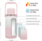 BJPKPK Insulated 27oz Thermos Water Bottle with Lid and Carry Handle Stainless Steel Water Bottles for School,Pink Pearl
