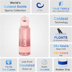 Coldest Insulated Water Bottle with Straw Lid - Stainless Steel Metal Insulated Bottle for Men & Women (Bellatrix Pink, 32 oz)