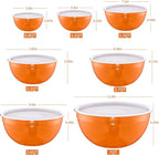 Orange Mixing Bowls With Airtight Lids,Stainless Steel Bowl,Salad Bowls 7 Piece Colorful Nesting Bowl Orange Kitchen Accessories,Size 7,3.6,2.7,2.1,1.5,1.1,0.8QT Stackable Design