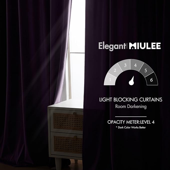MIULEE Purple Velvet Curtains 52x84 inches Luxury Blackout Curtains | Thermal - Image 5