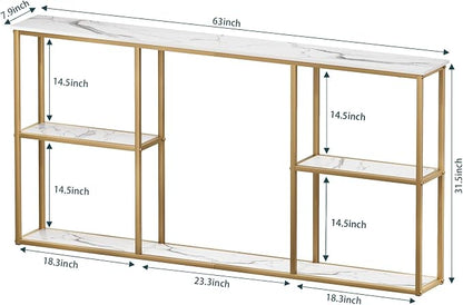 WOHOMO Gold Console Table, 3-Tier Small Entryway Table - Image 3