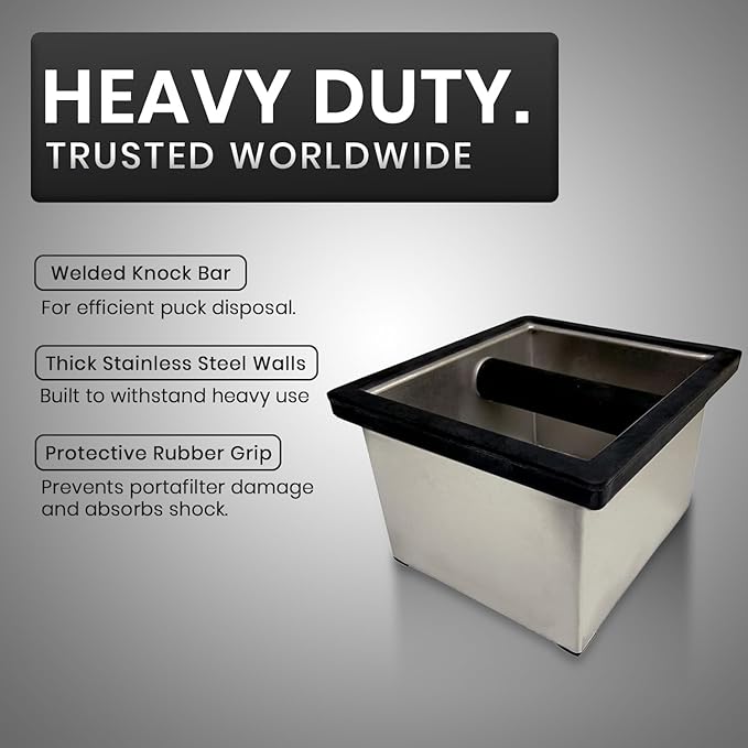 Rattleware Stainless Steel Knock Box - Ideal for Home, Cafe, Restaurant, Hotel, Office, or Commercial Establishment - Heavy Duty Knock Box Trusted By Baristas Worldwide (6" x 5.5" x 4")
