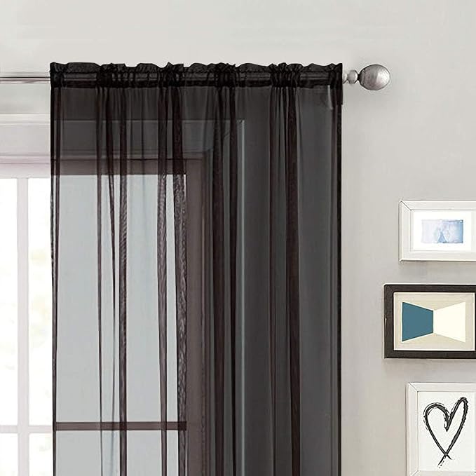 SpaceDresser Basic Rod Pocket Sheer Voile Window Curtain Panels White 1 Pair 2 - Image 4