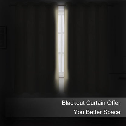 Blackout Curtains 52 x 45 inch/Beige Curtains Set of 2 Panels/Thermal Insulated - Image 3