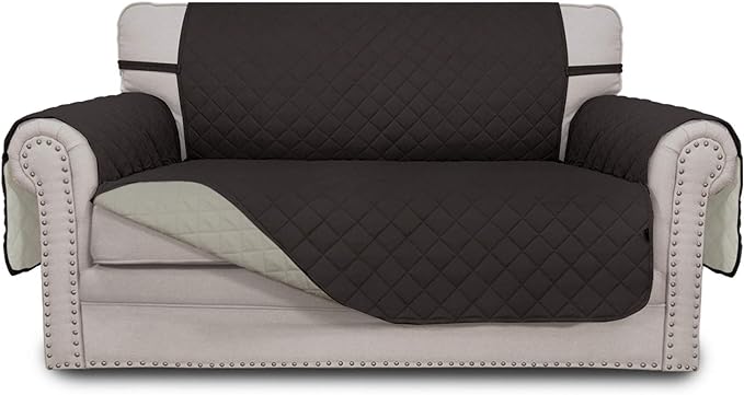 Easy-Going Reversible Couch Cover, 2 Cushion Sofa, Chocolate/Beige | Loveseat by Easy-Going