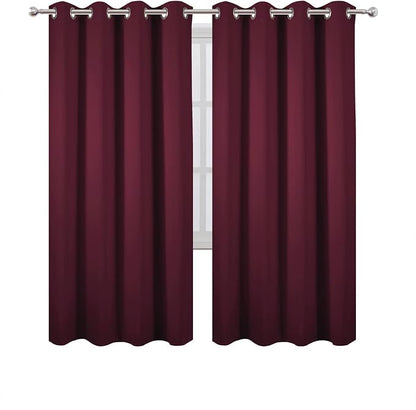 Blackout Curtains 66 x 72 Inch Long Burgundy Red Curtains Set of 2 Panels Room - Image 2