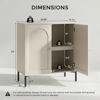 IFBUY Modern Sideboard Buffet Cabinet, Wooden Modular Coffee Bar Cabinets - Image 2