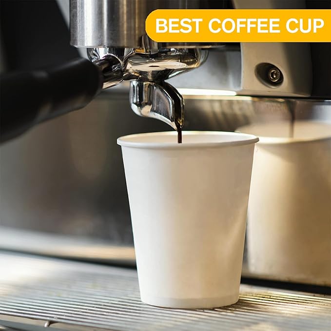 Smygoods White Disposable Paper Coffee Cups with Lids (24 OZ, 50 Count) For Hot Beverages, Tea, Espresso, Cocoa - To Go Drink Containers, Café & Office