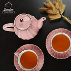Sweejar Royal Teapot, Ceramic Tea Pot with Removable Stainless Steel Infuser, Blooming & Loose Leaf Teapot - 28 Ounce(Pink)