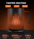 Self Heating Coffee Mug T1-16oz Fast Heating & Ultra Long-Lasting Battery Life, Heated Coffee Mug Up to 149℉ - Touch & App Controlled Coffee Mug, Birthday Gifts for Women and Men