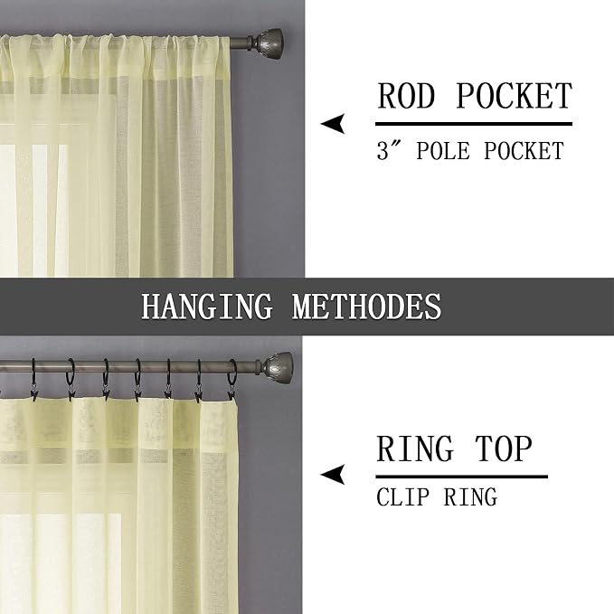 Tollpiz Sheer Curtains Bedroom Linen Textured Curtain Sheers Light Filtering - Image 5