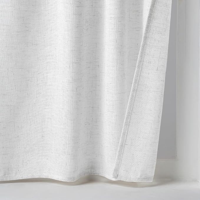 MIULEE Bleached Linen Kitchen Curtain 24 Inches Length 2 Panels Farmhouse | - Image 7