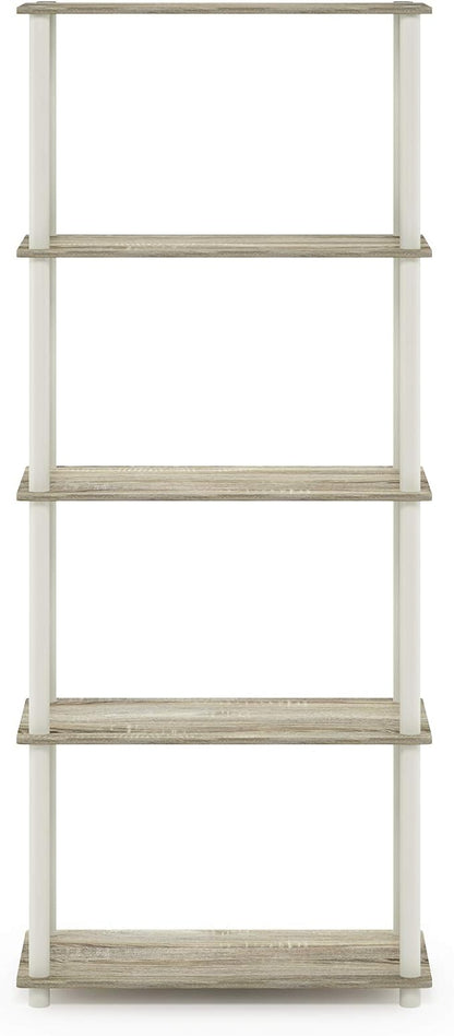 Furinno TURN-N-TUBE Storage Shelves, 5-Tier Book Shelf, Corner Shelf, Toolless - Image 6