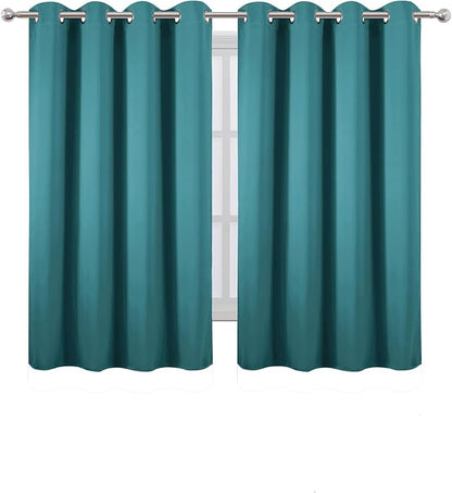 Blackout Curtains 66 x 54 Inch Long Sea Teal Curtains Set of 2 Panels Room - Image 2