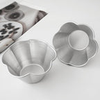 6 Pcs Fluted Pudding Pan, Aluminum Egg Tart Mold Baking Tool, Individual Flan Molds, Reusable Miffin Cups for Tartlets, Quiches, Popover, Jello, Cakes