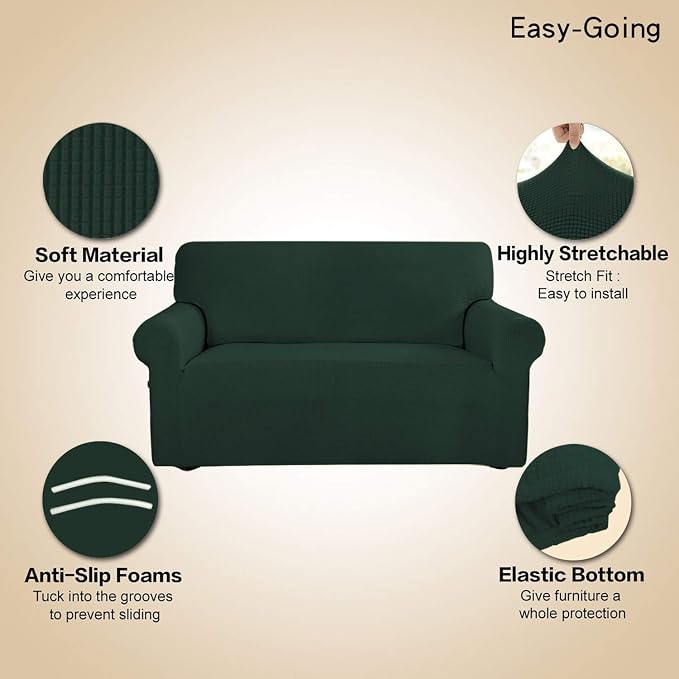 Easy-Going Stretch Oversized Sofa Couch Slipcover Washable Dark Green | 1-Piece - Image 3