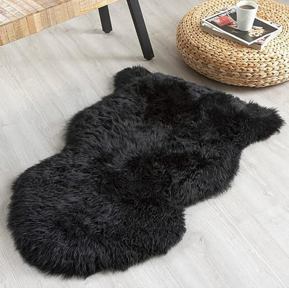 HUAHOO Premium Genuine Sheepskin Rug Black Real Australia Sheepskin Natural - Image 9